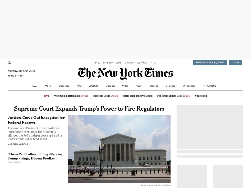 The New York Times - Site officiel